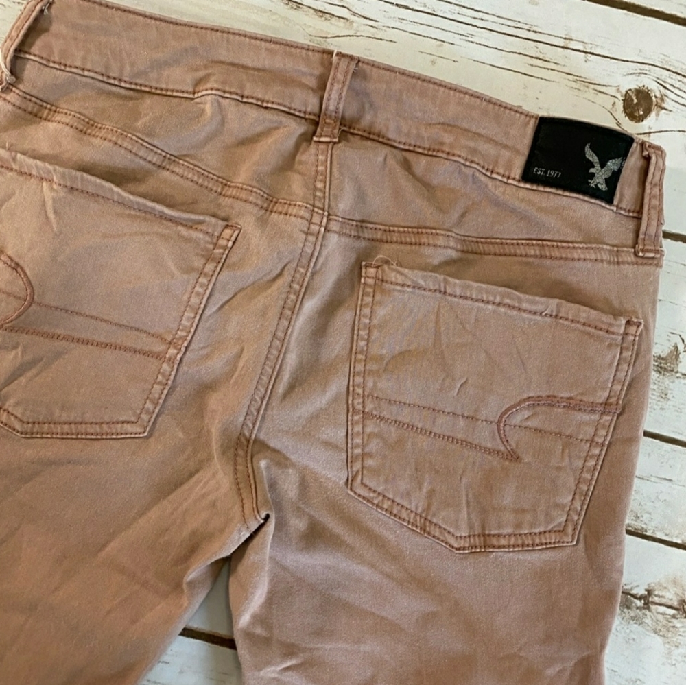 American Eagle Pink Sateen Jeggings